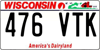WI license plate 476VTK