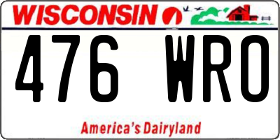 WI license plate 476WRO