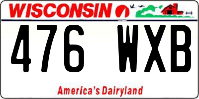 WI license plate 476WXB