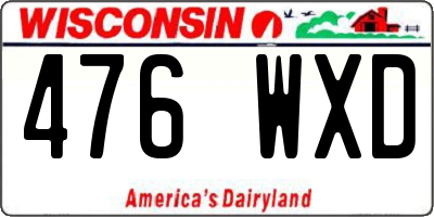 WI license plate 476WXD