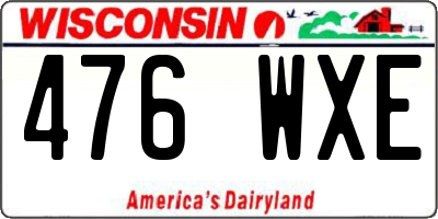 WI license plate 476WXE