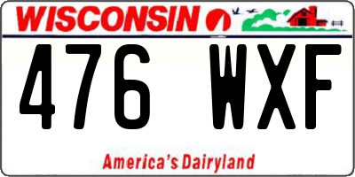 WI license plate 476WXF