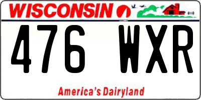 WI license plate 476WXR