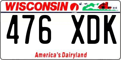 WI license plate 476XDK