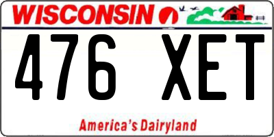 WI license plate 476XET