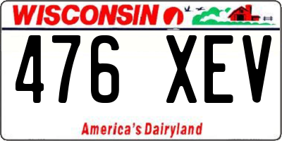 WI license plate 476XEV