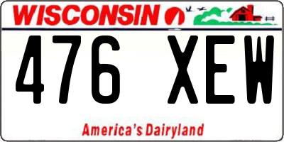 WI license plate 476XEW