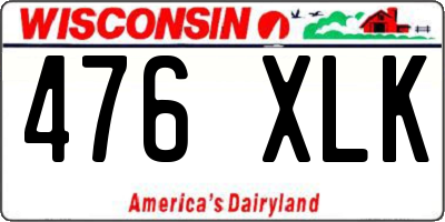 WI license plate 476XLK
