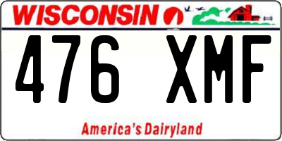 WI license plate 476XMF