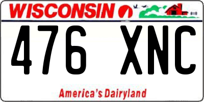 WI license plate 476XNC