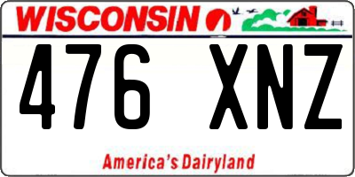 WI license plate 476XNZ