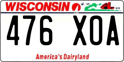 WI license plate 476XOA