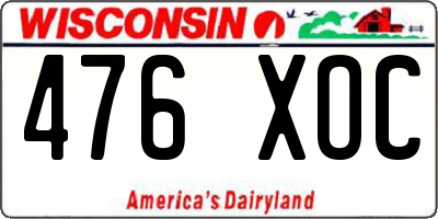 WI license plate 476XOC