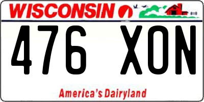 WI license plate 476XON