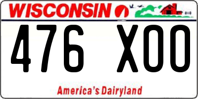 WI license plate 476XOO