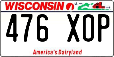 WI license plate 476XOP