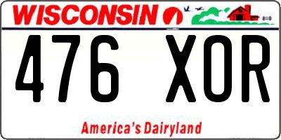 WI license plate 476XOR