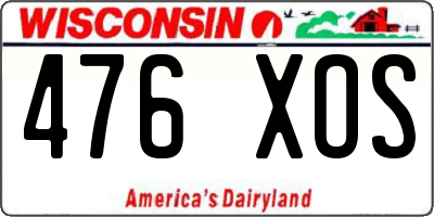WI license plate 476XOS