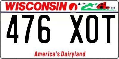 WI license plate 476XOT