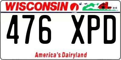 WI license plate 476XPD