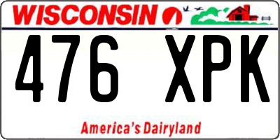 WI license plate 476XPK