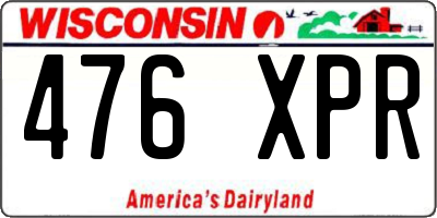 WI license plate 476XPR