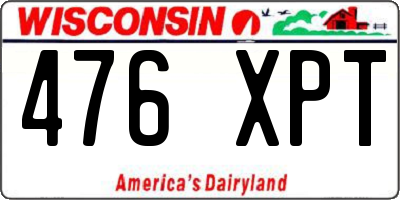 WI license plate 476XPT
