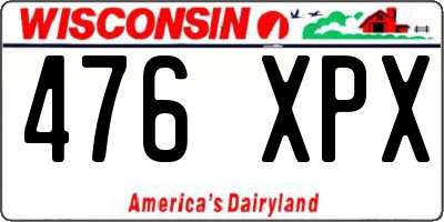 WI license plate 476XPX