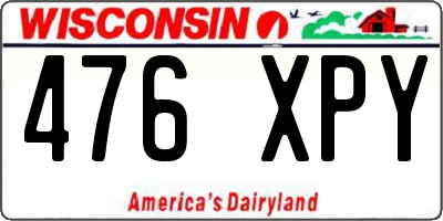 WI license plate 476XPY