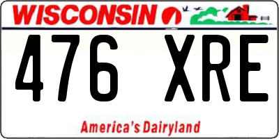 WI license plate 476XRE