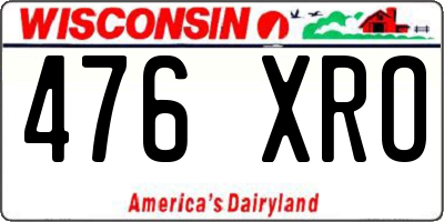 WI license plate 476XRO