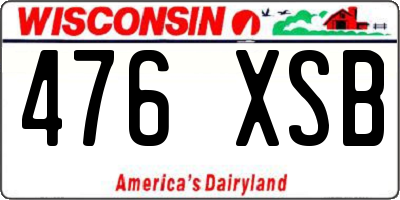 WI license plate 476XSB