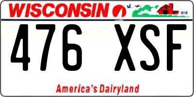WI license plate 476XSF