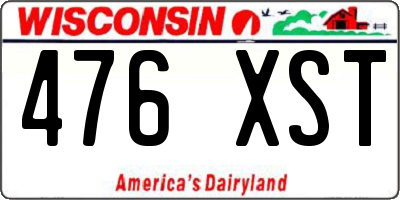 WI license plate 476XST
