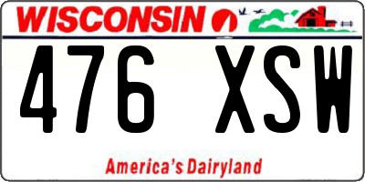 WI license plate 476XSW