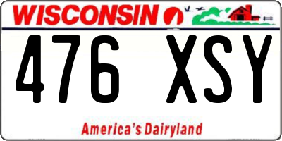 WI license plate 476XSY
