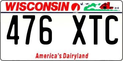 WI license plate 476XTC