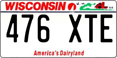 WI license plate 476XTE