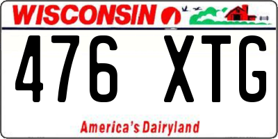 WI license plate 476XTG