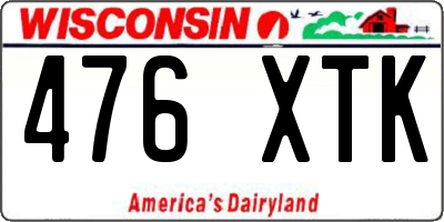 WI license plate 476XTK