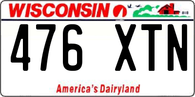 WI license plate 476XTN