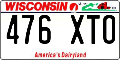 WI license plate 476XTO