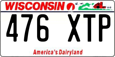 WI license plate 476XTP