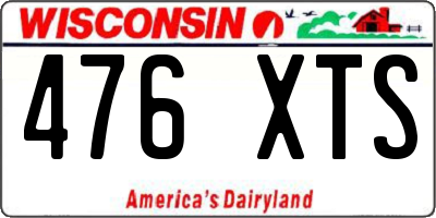 WI license plate 476XTS