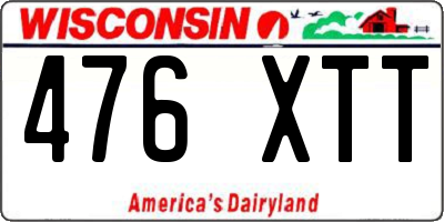 WI license plate 476XTT