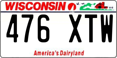 WI license plate 476XTW