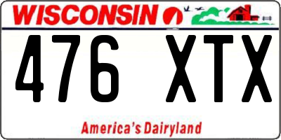 WI license plate 476XTX