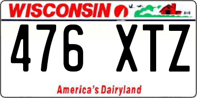 WI license plate 476XTZ