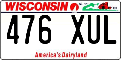 WI license plate 476XUL