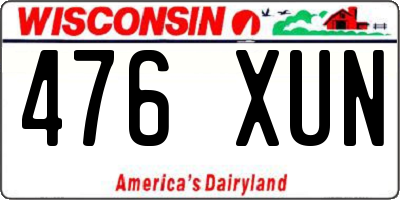 WI license plate 476XUN